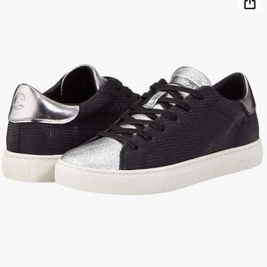 Crime London Beat Leather Sneaker in Black and Silver 37